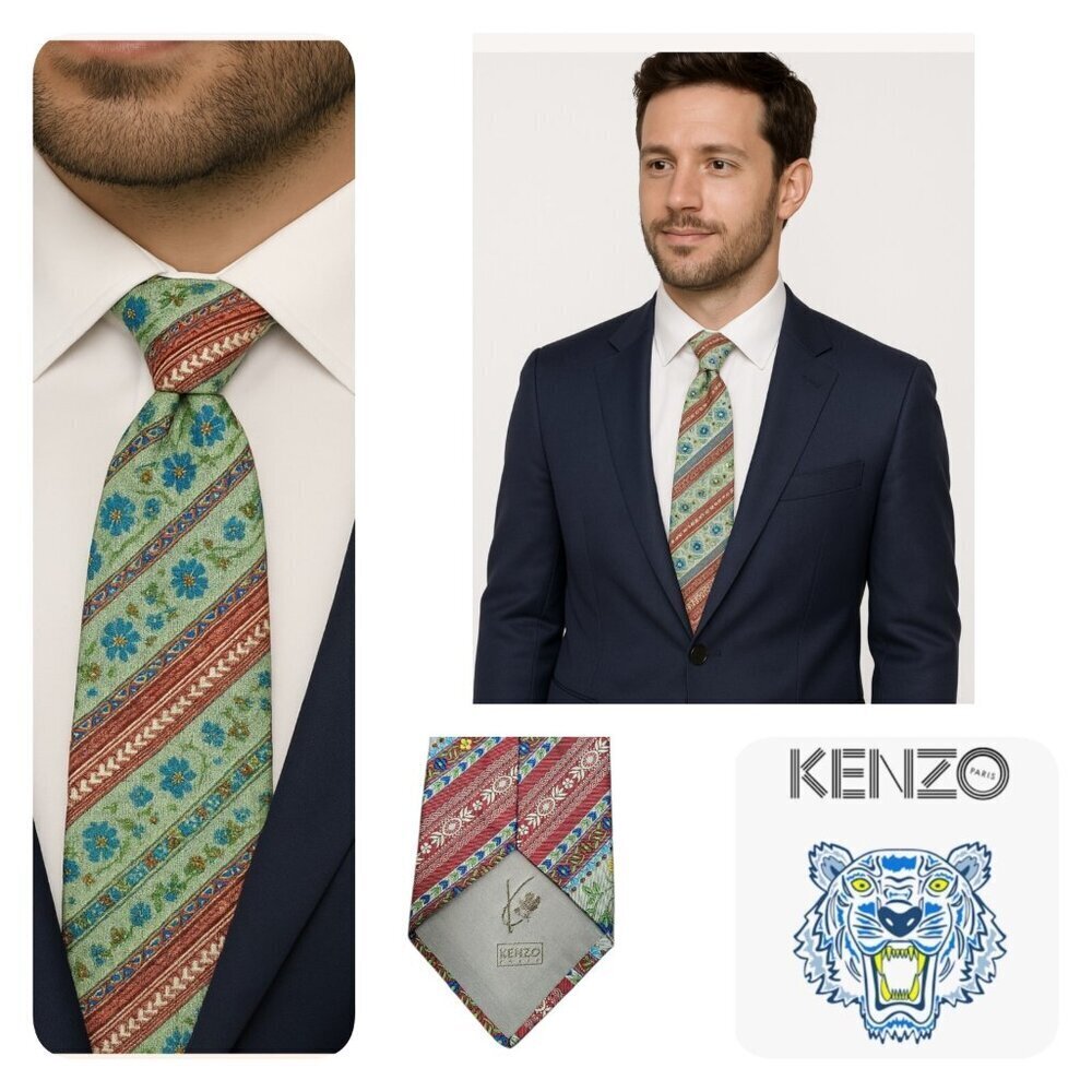 Kenzo Men Accessories Floral Tie Made In Italy Limited Edition VHTF Rare